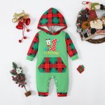 Noubeau My First Christmas Baby Girl Boy Outfit Car Truck Long Sleeve Pocket Hooded Romper Jumpsuit Xmas One Piece Clothes - Image 2